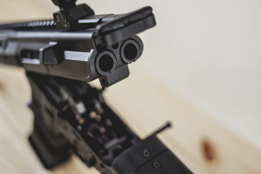 double barrel AR15 rifle BCGs and charging handle.
